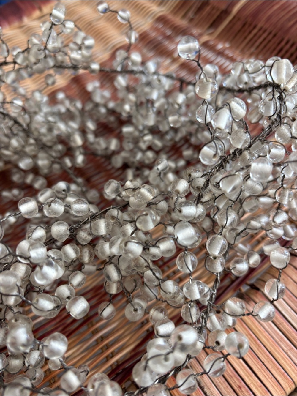 Pottery Barn Silver  and white Beaded Garland